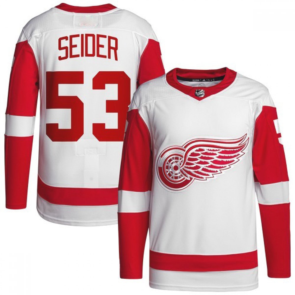 Moritz Seider Detroit Red Wings Away Premium Jersey - White-Pro Kit Vault | Brand New 26/27 Sports Jerseys